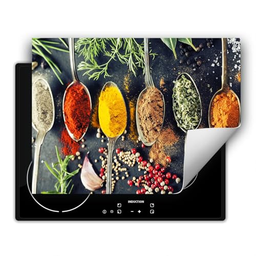 SMTDeco herdabdeckplatte Induktionsmatte herdabdeckung ceranfeld abdeckplatten für ceranfelder induktionskochfeld schutzmatte 80x52 cm Gewürze grau von SMTDeco