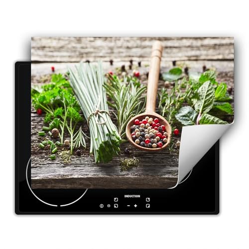SMTDeco herdabdeckplatte Induktionsmatte herdabdeckung ceranfeld abdeckplatten für ceranfelder induktionskochfeld schutzmatte 80x52 cm Gewürze grau von SMTDeco