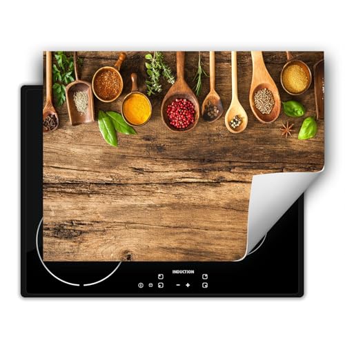 SMTDeco herdabdeckplatte Induktionsmatte herdabdeckung ceranfeld abdeckplatten für ceranfelder induktionskochfeld schutzmatte 80x52 cm Gewürze grau von SMTDeco