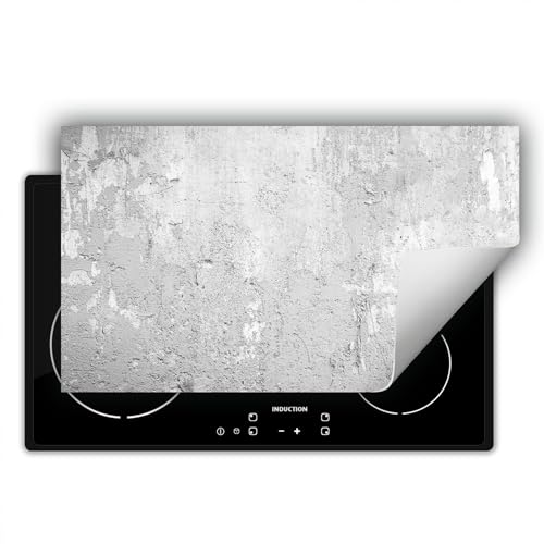 SMTDeco herdabdeckplatte Induktionsmatte herdabdeckung ceranfeld abdeckplatten für ceranfelder induktionskochfeld schutzmatte 90x52 cm Beton Wand Grau von SMTDeco