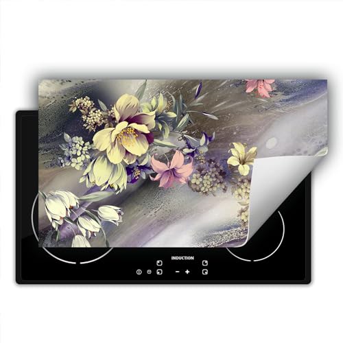 SMTDeco herdabdeckplatte Induktionsmatte herdabdeckung ceranfeld abdeckplatten für ceranfelder induktionskochfeld schutzmatte 90x52 cm Bild grau von SMTDeco