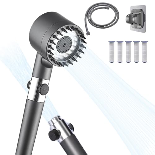 Vitashower 2.0, Vita Shower Duschkopf Adlox, Vitashower Duschkopf, Druckverstärkender Verstellbarer Hochdruck Handbrause Mit Filter Und Halterung, 4 Strahlarten,Grey-1.5M Vitashower 2.0, Vita Shower Duschkopf Adlox, Vitashower Duschkopf, Druckverstärkender Verstellbarer Hochdruck Handbrause Mit Filter Und Halterung, 4 Strahlarten,Grey-1.5M von SMTSEC