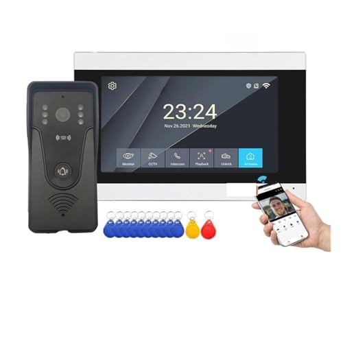1080P 7 Zoll WiFi Video Türklingel Intercom Tuya Smart Home Drahtloses Türsprechanlage Zugangskontrollsystem for Villa Apartment(7inch LCD Not TF-B) von SMTYXS
