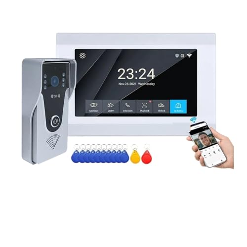1080P 7 Zoll WiFi Video Türklingel Intercom Tuya Smart Home Drahtloses Türsprechanlage Zugangskontrollsystem for Villa Apartment(7inch LCD Not TF-W) von SMTYXS