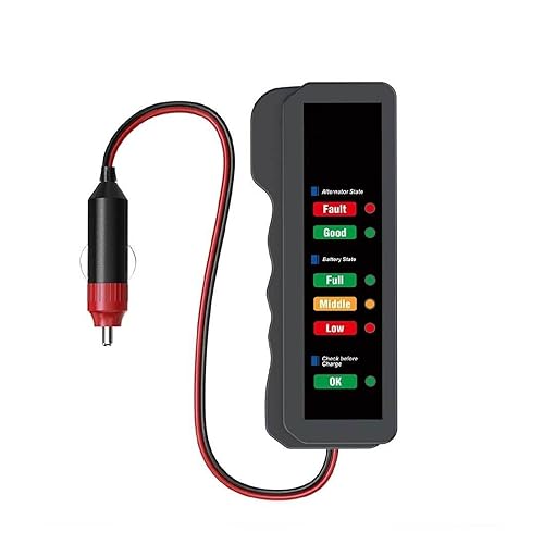 Auto Batterie Tester Auto Checker Lichtmaschine 12V 6LED Lichter Display For Auto Fahrzeug Motorrad Auto Diagnose Werkzeug(Red) von SMTYXS