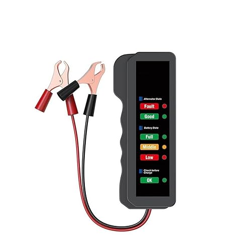 Auto Batterie Tester Auto Checker Lichtmaschine 12V 6LED Lichter Display For Auto Fahrzeug Motorrad Auto Diagnose Werkzeug(White) von SMTYXS