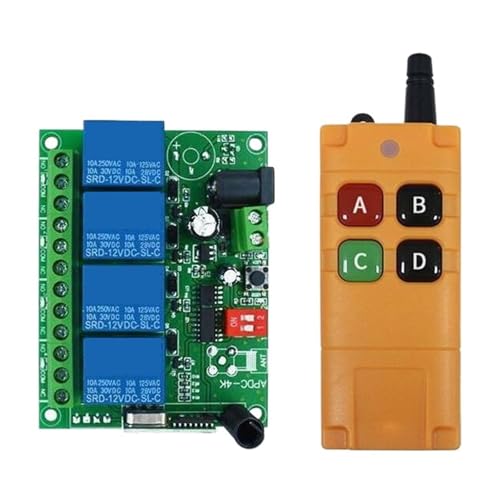 DC 12V 24V 10A 4 Kanal Relaisschalter RF Wireless Fernbedienungssystem Empfänger Sender(24v input) von SMTYXS