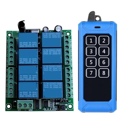 DC 12V 24V 8CH RF Drahtlose Fernbedienung Schalter Fernbedienung System Empfänger Industrielle Sender 8CH Relais(12V-1) von SMTYXS