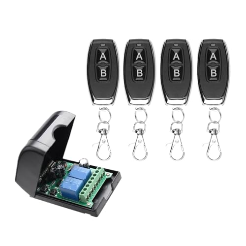DC12V-48V 2CH Multifunktions-Empfängermodul RF Wireless Fernbedienung Schalter Relais Garage Motor Licht(Set-4) von SMTYXS