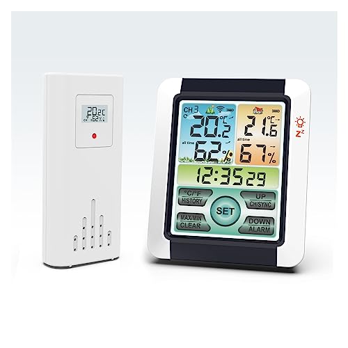 Digitale Wetterstation Uhr Indoor Outdoor Wettervorhersage Barometer Thermometer Hygrometer Mit Kabellosem Außensensor(1to1) von SMTYXS
