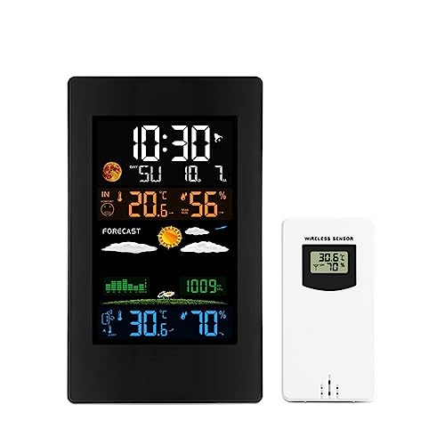 Digitales Wand-Temperatur- und Luftfeuchtigkeitsmessgerät, kabelloser Sensor, elektronische Wettervorhersage, Wecker, Barometer mit Hintergrundbeleuchtung Digitales Wand-Temperatur- und Luftfeuchtigkeitsmessgerät, kabelloser Sensor, elektronische Wettervorhersage, Wecker, Barometer mit Hintergrundbeleuchtung von SMTYXS