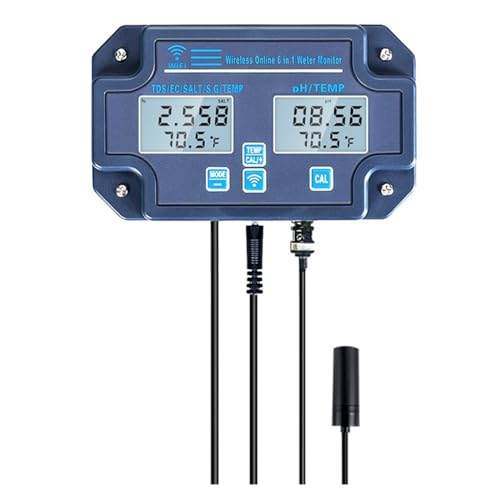 Digitales WiFi PH EC TDS SALZ SG.Temp Messgerät Wasserqualitätstester 6in1 Multifunktions-Smart-Monitor Tuya APP-Steuerung Digitales WiFi PH EC TDS SALZ SG.Temp Messgerät Wasserqualitätstester 6in1 Multifunktions-Smart-Monitor Tuya APP-Steuerung von SMTYXS