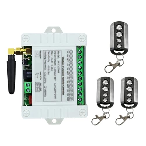 Drahtlose Fernbedienung Schalter 4CH 10A Relais Empfänger Modul Mit 4 Kanal RF Sender(SET-3) von SMTYXS