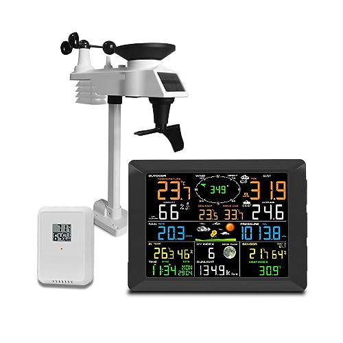 Drahtlose Wetterstationen 10 Zoll Großes Display Indoor Outdoor Thermo-Hygrometer Regenmesser Windgeschwindigkeit 8 Kanal Unterstützt von SMTYXS