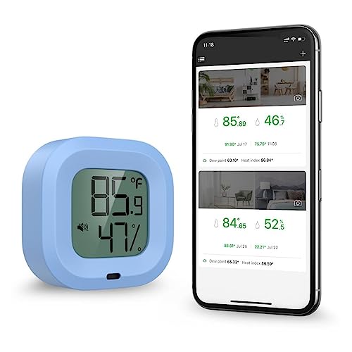 Drahtloses Thermometer-Hygrometer, Mini-Bluetooth 5.0, Integrierter Luftfeuchtigkeits- Und Temperatursensor(Blue) von SMTYXS