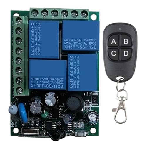 Fernbedienung 4CH Relais Empfänger Und Sender For Garage Tür Motor Vorhang LED(Set-1) von SMTYXS
