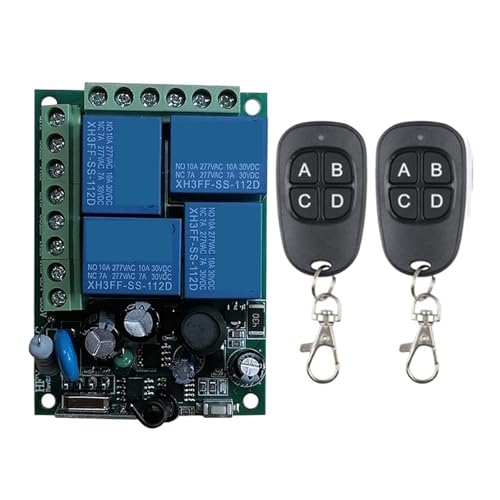 Fernbedienung 4CH Relais Empfänger Und Sender For Garage Tür Motor Vorhang LED(Set-2) von SMTYXS