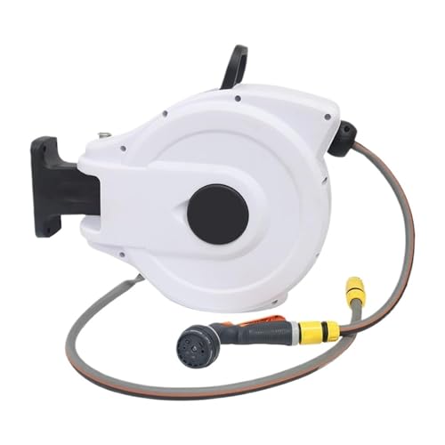 Gartenschlauchtrommel, Automatische Rückspulfunktion, Wasserschlauchtrommel, Robuster Einziehbarer Außenschlauch, Autowaschausrüstung, Gartenschlauchtrommel(White 10 meters) von SMTYXS