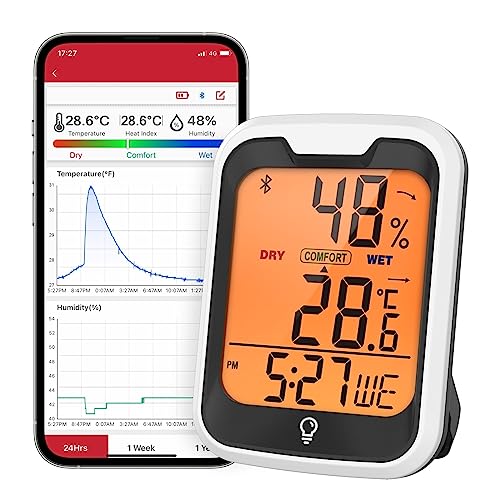 Hintergrundbeleuchtung Bluetooth-verbundene APP Digit Wetterstation Innenthermometer Hygrometer For Zuhause Mit Uhr Hintergrundbeleuchtung Bluetooth-verbundene APP Digit Wetterstation Innenthermometer Hygrometer For Zuhause Mit Uhr von SMTYXS