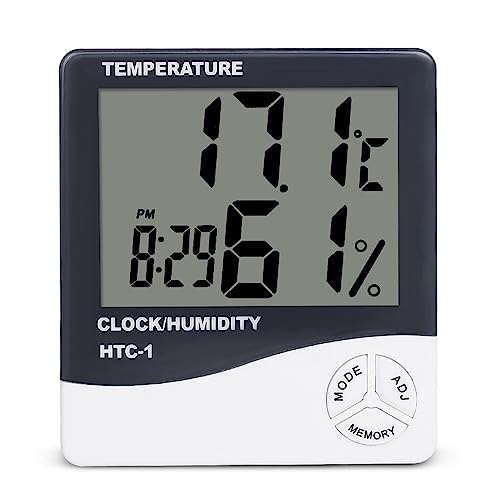 Innenraum-LCD-elektronisches Temperatur-Feuchtigkeitsmessgerät, Digitales Thermometer, Hygrometer, Wetterstation, Wecker von SMTYXS