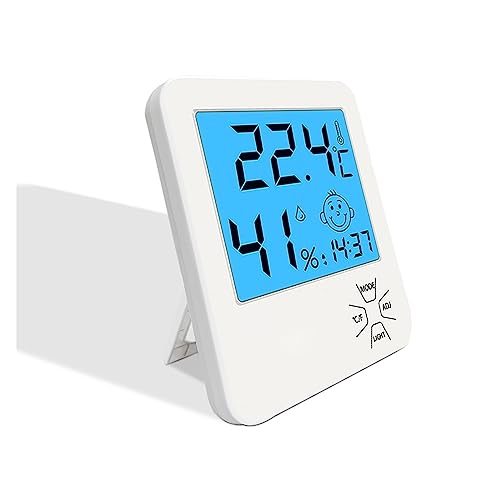 LCD Digital Innentemperatur-Feuchtigkeitsmesser Uhr Elektronisches Heimthermometer Messgerät Mit Hintergrundbeleuchtungsfunktion Hygrometer von SMTYXS