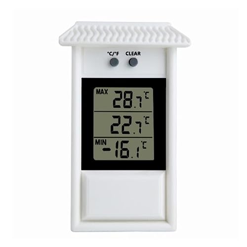 LCD Digital Thermometer Home Indoor Outdoor Temperatur Monitor -20~50 ℃ Maximum Und Minimum Thermometer For Garten Gewächshaus(White) von SMTYXS