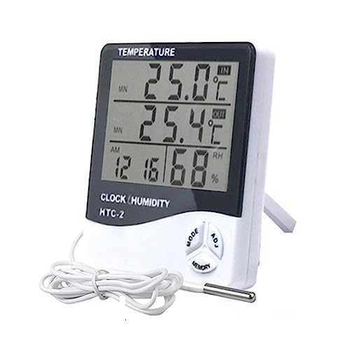 LCD Elektronische Temperatur Feuchtigkeit Meter Indoor Outdoor Thermometer Hygrometer Mit Wecker Hause Wetter Feuchtigkeit Monitor(Tpye 2) von SMTYXS