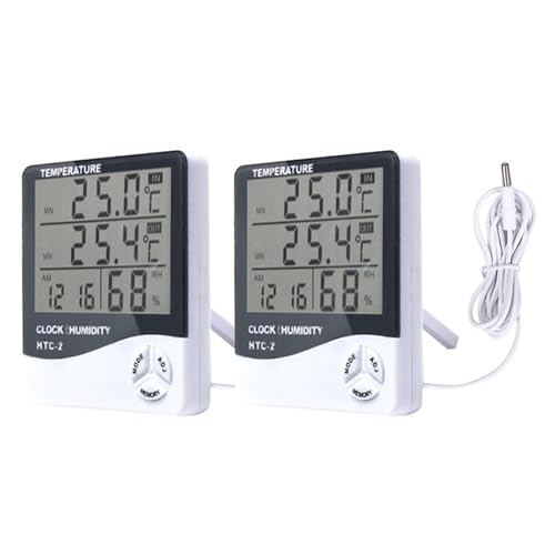 LCD Elektronisches Digitales Temperatur-Feuchtigkeitsmessgerät Thermometer Hygrometer Indoor Outdoor Wetterstation Uhr(2Pcs HTC-2 - Outdoor) von SMTYXS