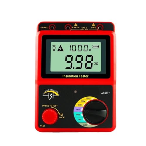 Megohmmeter 500 V Hochspannung Elektronischer Schütteltisch 1000 V Elektriker Hochwiderstandsmessgerät 2500 V Isolationswiderstandstester(AR907+(1000V)) von SMTYXS