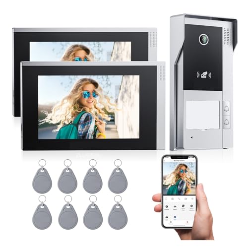 SMTYXS 4-Draht-WLAN-Video-Gegensprechanlage, 1080P-Video-Türklingel-Gegensprechanlage, 7-Zoll-IP-Touchscreen, Bewegungserkennung, APP/RFID-Karte(2M1D) von SMTYXS