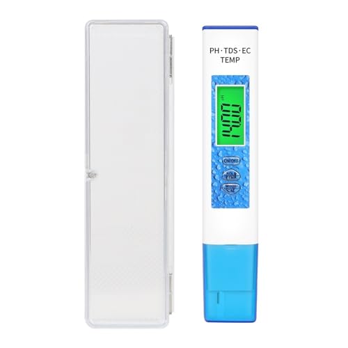 SMTYXS 4-in-1-Digital-PH-Meter PH TDS EC Temp-Tester Mit Hintergrundbeleuchtung, Wasserqualitätstester for Pools, Trinkwasser, Aquarien(Blue) von SMTYXS