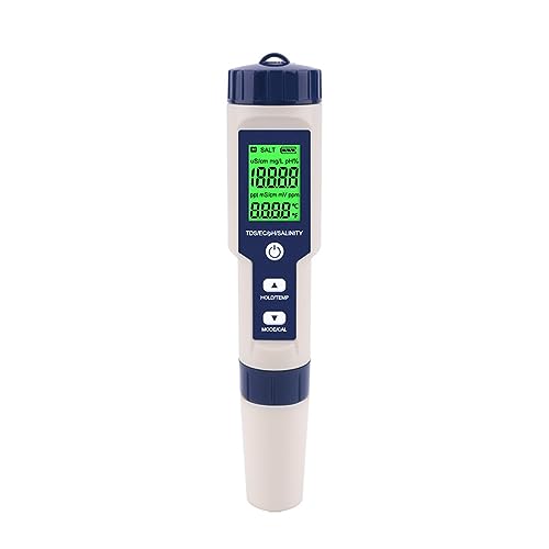 SMTYXS 5 In 1 TDS EC PH Salzgehalt Temperatur Meter Digital Wasser Qualität Monitor Tester for Spa Pools Aquarien(EZ-9909A) von SMTYXS