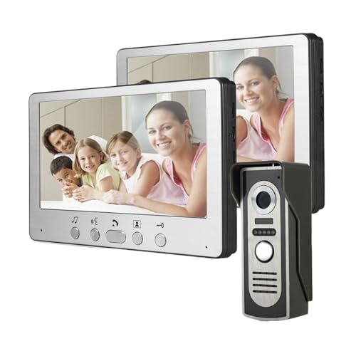 SMTYXS 7" Wired Video Intercom Video-Türsprechanlage Türklingel-Gegensprechanlage for Zuhause, Wohnung, IR-Türkamera(A KIT) von SMTYXS