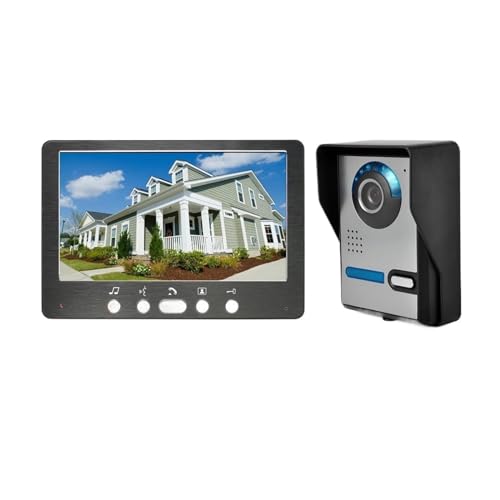 SMTYXS 7" Wired Video Intercom Video-Türsprechanlage Türklingel-Gegensprechanlage for Zuhause, Wohnung, IR-Türkamera(F KIT) von SMTYXS