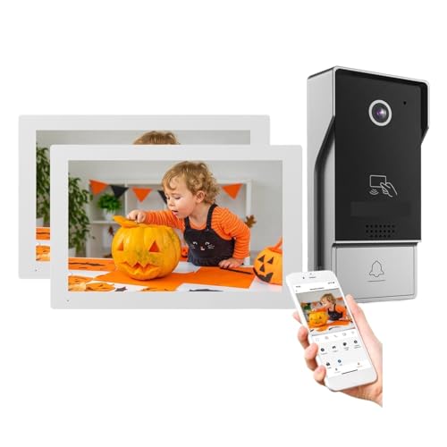SMTYXS 7 Zoll Tuya App 1080P WiFi Smart Video-Türsprechanlage Intercom-System Mit Kabelgebundener Türklingel APP/Passwort/Kartenleser-Touchscreen von SMTYXS