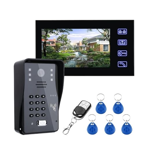 SMTYXS 7 Zoll Video Tür Sprechanlage Türklingel Mit RFID Passwort 1000TV Linie Kamera Wireless Remote Access Control System(SY816MJK11) von SMTYXS