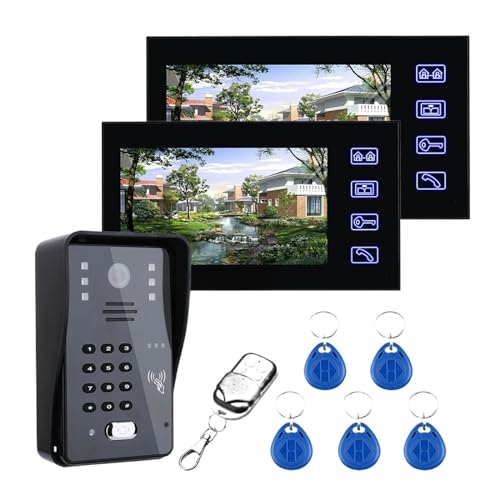 SMTYXS 7 Zoll Video Tür Sprechanlage Türklingel Mit RFID Passwort 1000TV Linie Kamera Wireless Remote Access Control System(SY816MJK12) von SMTYXS