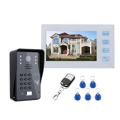 SMTYXS 7 Zoll Video Tür Sprechanlage Türklingel Mit RFID Passwort 1000TV Linie Kamera Wireless Remote Access Control System(SY816WMJK11) von SMTYXS