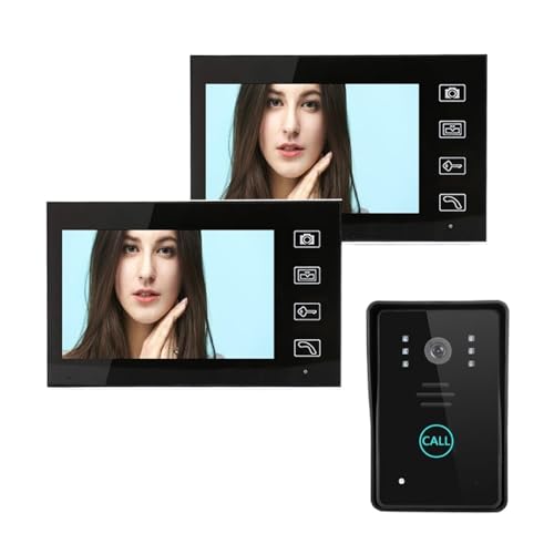 SMTYXS 7-Zoll-Video-Türsprechanlage, Drahtlose Video-Türklingel, 2 Monitor-Türkamera, Infrarot-Video-Türsprechanlage for Zuhause, Wohnung(A KIT) von SMTYXS