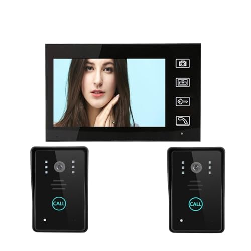 SMTYXS 7-Zoll-Video-Türsprechanlage, Drahtlose Video-Türklingel, 2 Monitor-Türkamera, Infrarot-Video-Türsprechanlage for Zuhause, Wohnung(C KIT) von SMTYXS