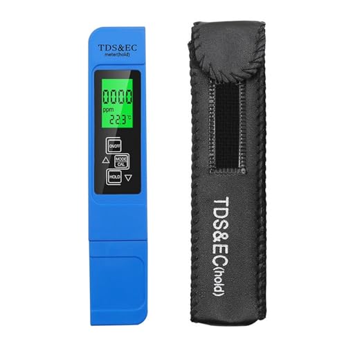 SMTYXS TDS/EC Tragbares Messgerät Digitaler Wassertester Wasserqualitätstester 0-9990 Ppm Wasserreinheitsmonitor Teststift Temperaturmessgerät(Blue) von SMTYXS