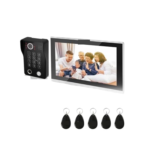 SMTYXS Video-Gegensprechanlage 7/10 Zoll Türsprechanlage Touchscreen Mit Kabelgebundener Türklingel 1080P 148° APP Passwort Fingerabdruckkarte Swipe Monitor(10INCH 94218B) von SMTYXS