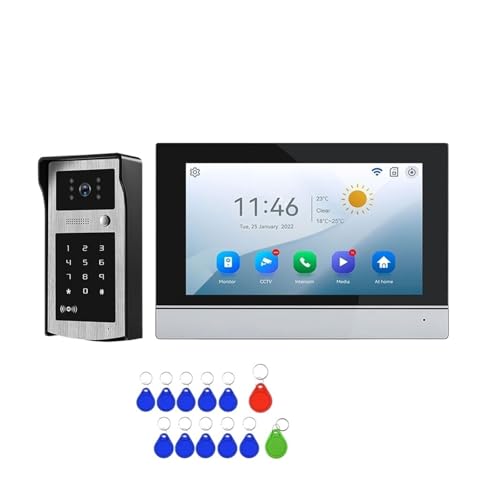 SMTYXS WiFi 7 Zoll Touchscreen Video Intercom Kit for Familie HD Video Türsprechanlage Passwort/APP Entsperren Türklingel Kamera(7inch Not TF Card) von SMTYXS