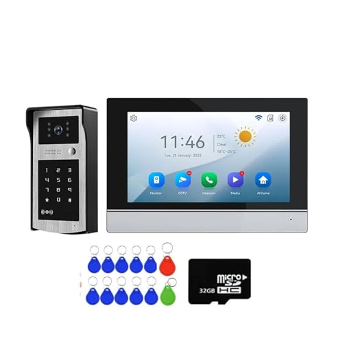 SMTYXS WiFi 7 Zoll Touchscreen Video Intercom Kit for Familie HD Video Türsprechanlage Passwort/APP Entsperren Türklingel Kamera(7inch add 32GB TF) von SMTYXS
