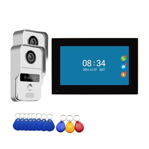 Smart 7 Zoll Monitor WiFi Tuya Video Türklingel Outdoor Türklingel Wasserdicht IP65 Intercom Induktive Karte Entsperren Tür Telefon Kamera(2Camera V 1LCD 32GB) von SMTYXS