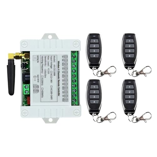 Smart Mehrere 4CH 4 CH Drahtlose Radio 10A Relais RF Fernbedienung Schalter Empfänger + Sender For Garage(Set-4) von SMTYXS