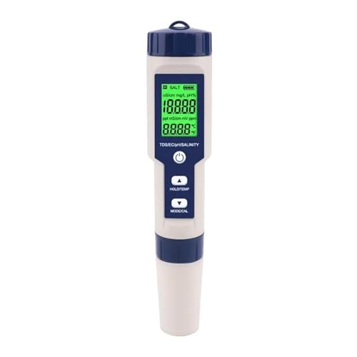 TDS EC PH Salzgehalt Meter ORP H2 SG Temp Wasser Qualität Monitor Lösung Düngemittel Widerstand Tester for Pools, Aquarien(EZ-9909) von SMTYXS