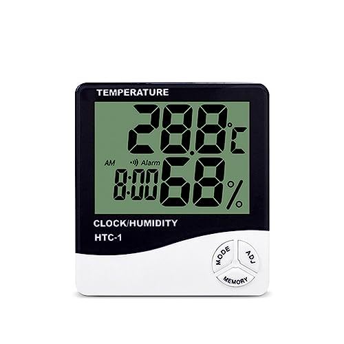 Temperatur- Und Feuchtigkeitssensor, Elektronisches Thermometer Mit Wand-Tischuhr For Heimtemperaturmesser(A) von SMTYXS