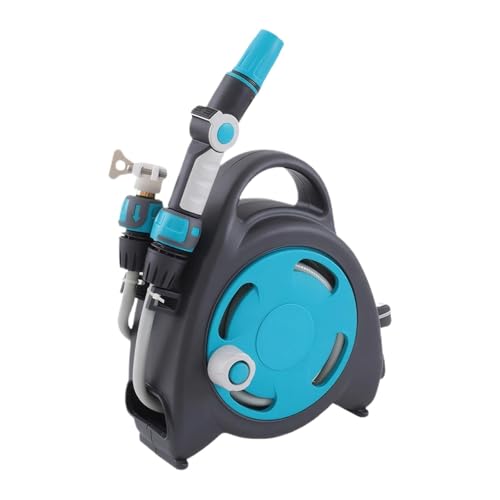 Tragbarer Gartenbewässerungsschlauch, Autowaschwasserpistole, Hochdruck-Wasserrohr-Lagerregal, Automatisches Wasserschlauch-Aufroller-Aufbewahrungswerkzeug(Blue) von SMTYXS
