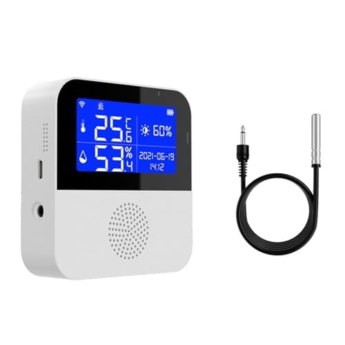 Tuya WiFi Temperatur Feuchtigkeit Sensor Mit Externe Sonde LCD Bildschirm Remote Monitor Innen Thermometer Hygrometer Smart Leben APP(Probe 3M) von SMTYXS